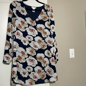 Navy blue floral long sleeve dress